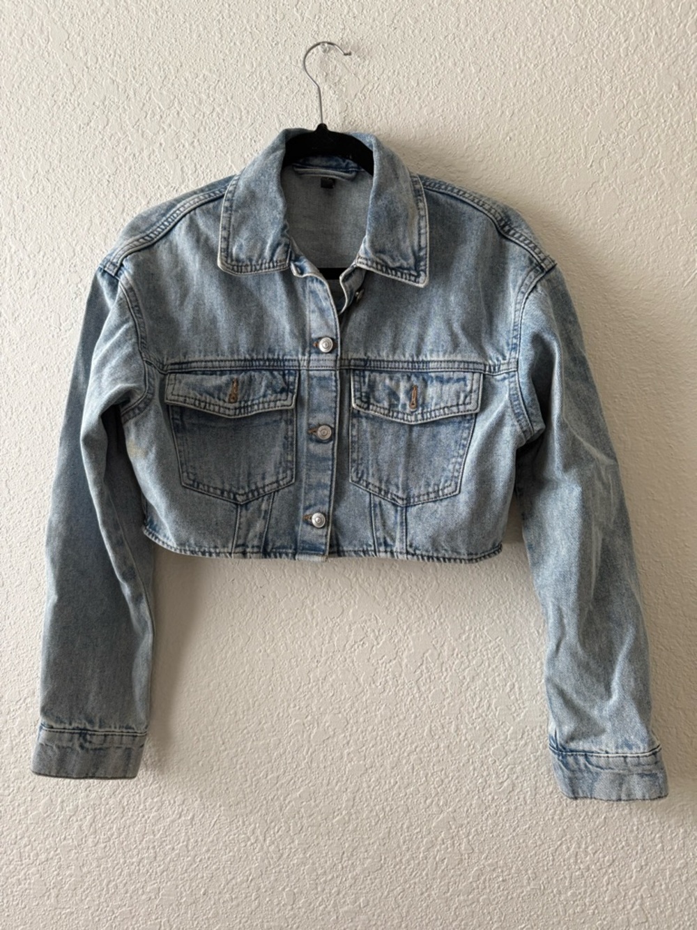 H&M Light Blue Cropped Denim Jean Jacket